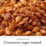 crispy cinnamon sugar roasted pumpkin seeds - featured image