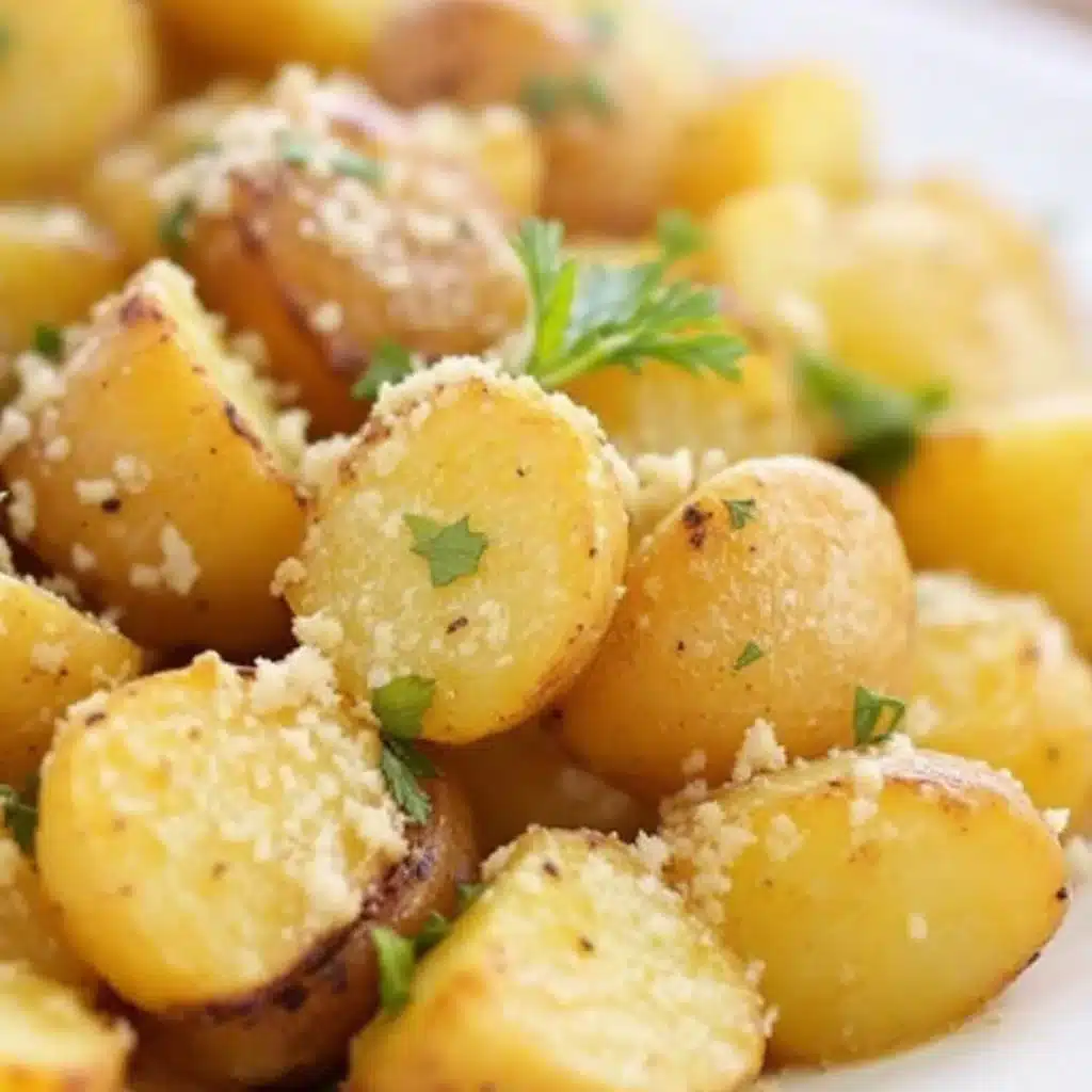 crispy garlic parmesan roasted potatoes - featured image