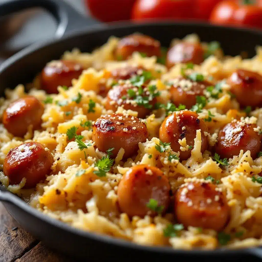 Crispy Oktoberfest Bratwurst and Sauerkraut Skillet preparation steps