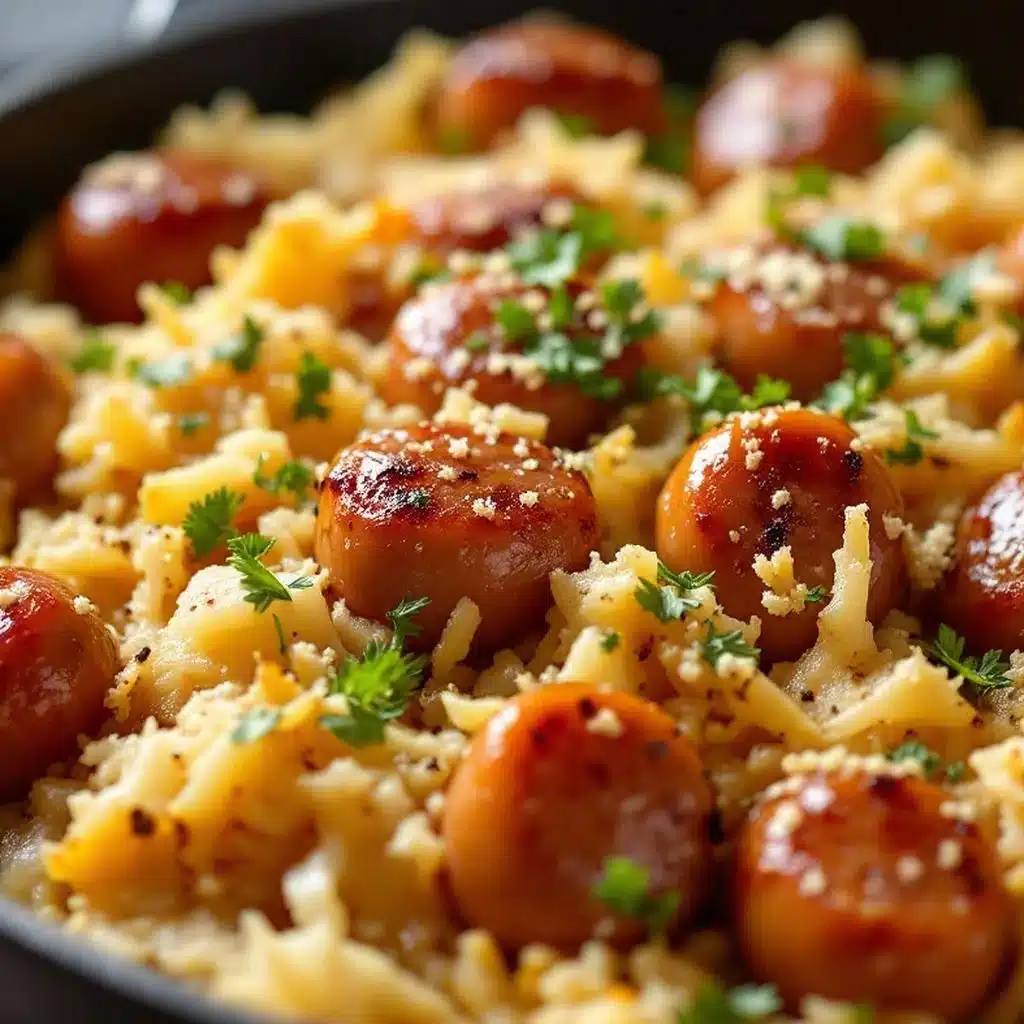 Crispy Oktoberfest Bratwurst and Sauerkraut Skillet - featured image