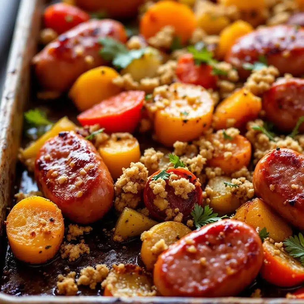 crispy sheet pan sausage and fall veggies - featured image