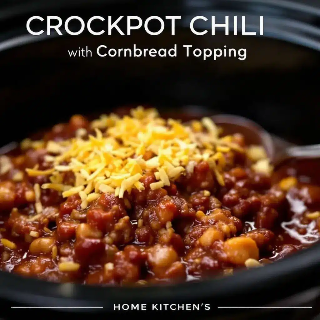 crockpot chili with cornbread topping preparation steps