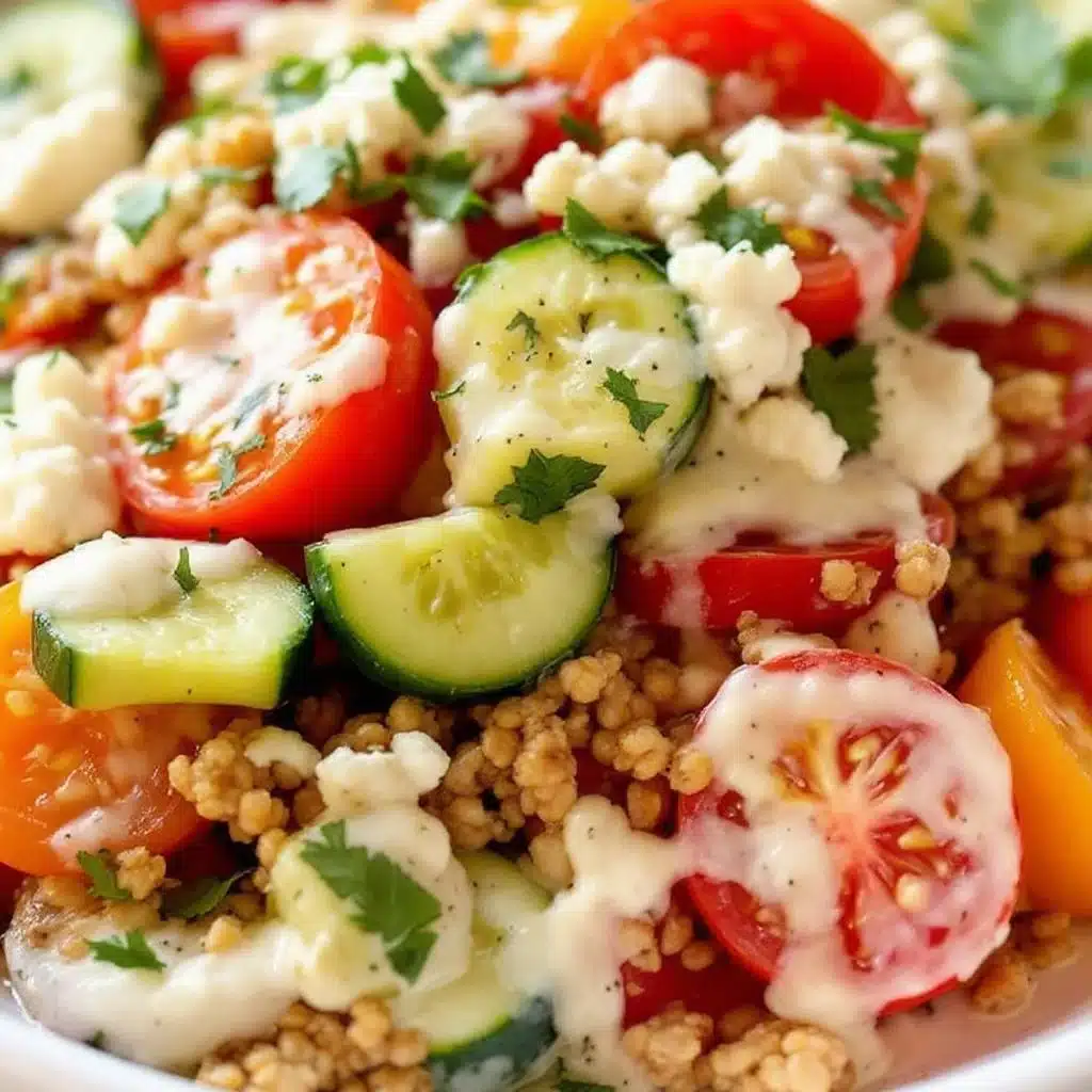 cucumber tomato salad with feta - featured image