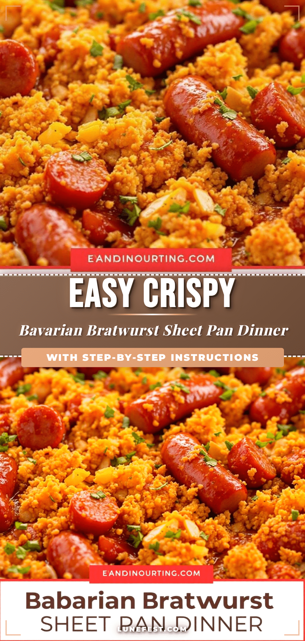 Easy Crispy Bavarian Bratwurst Sheet Pan Dinner recipe