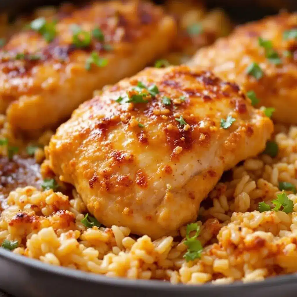 Easy One-Pan Chicken Thigh and Rice Bake preparation steps