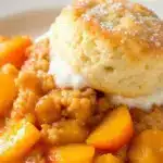 fluffy peach cobbler - featured image