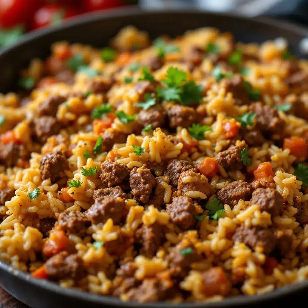 ground beef and rice skillet preparation steps