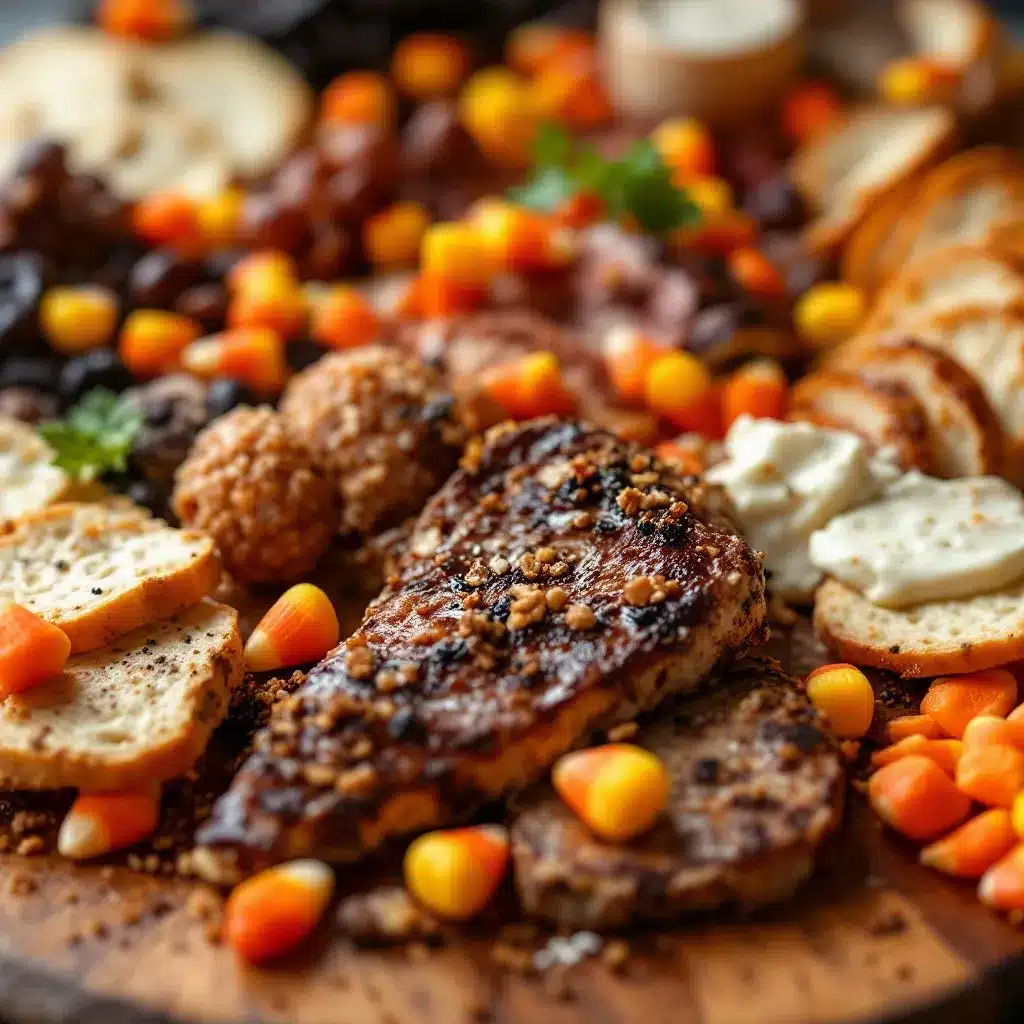 Halloween candy corn charcuterie board preparation steps