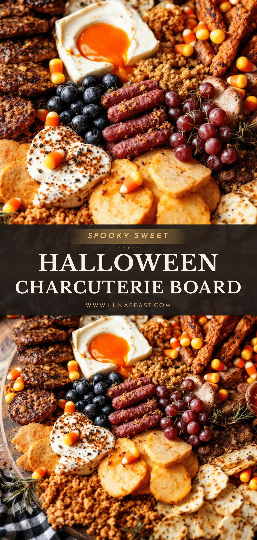 Halloween charcuterie board with candy corn recipe
