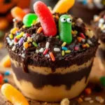 Halloween dirt cups with gummy worms - featured image