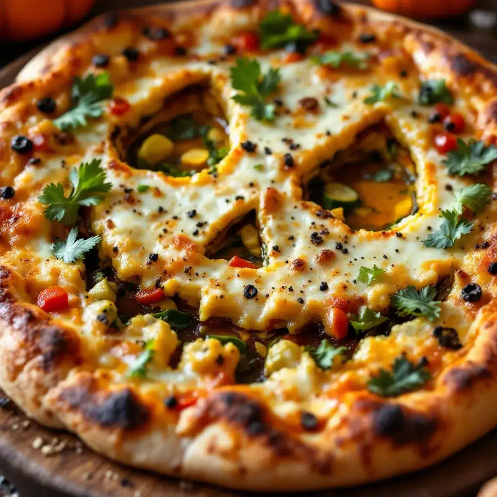halloween jack-o-lantern veggie pizza preparation steps