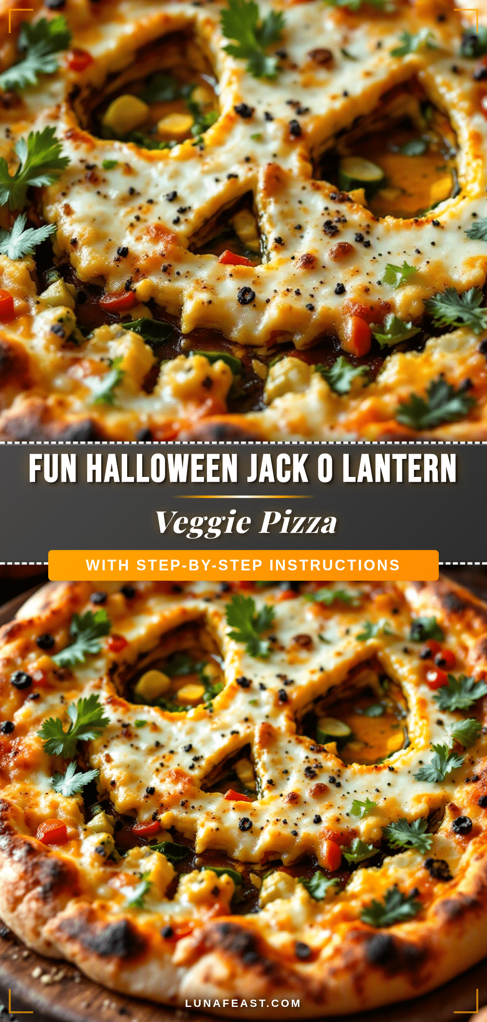halloween jack-o-lantern veggie pizza recipe
