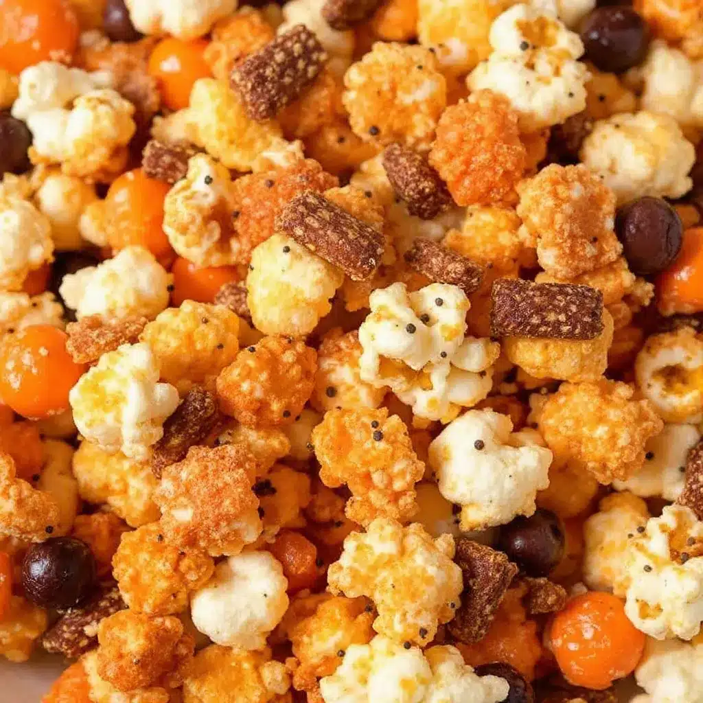 Halloween Popcorn Snack Mix preparation steps