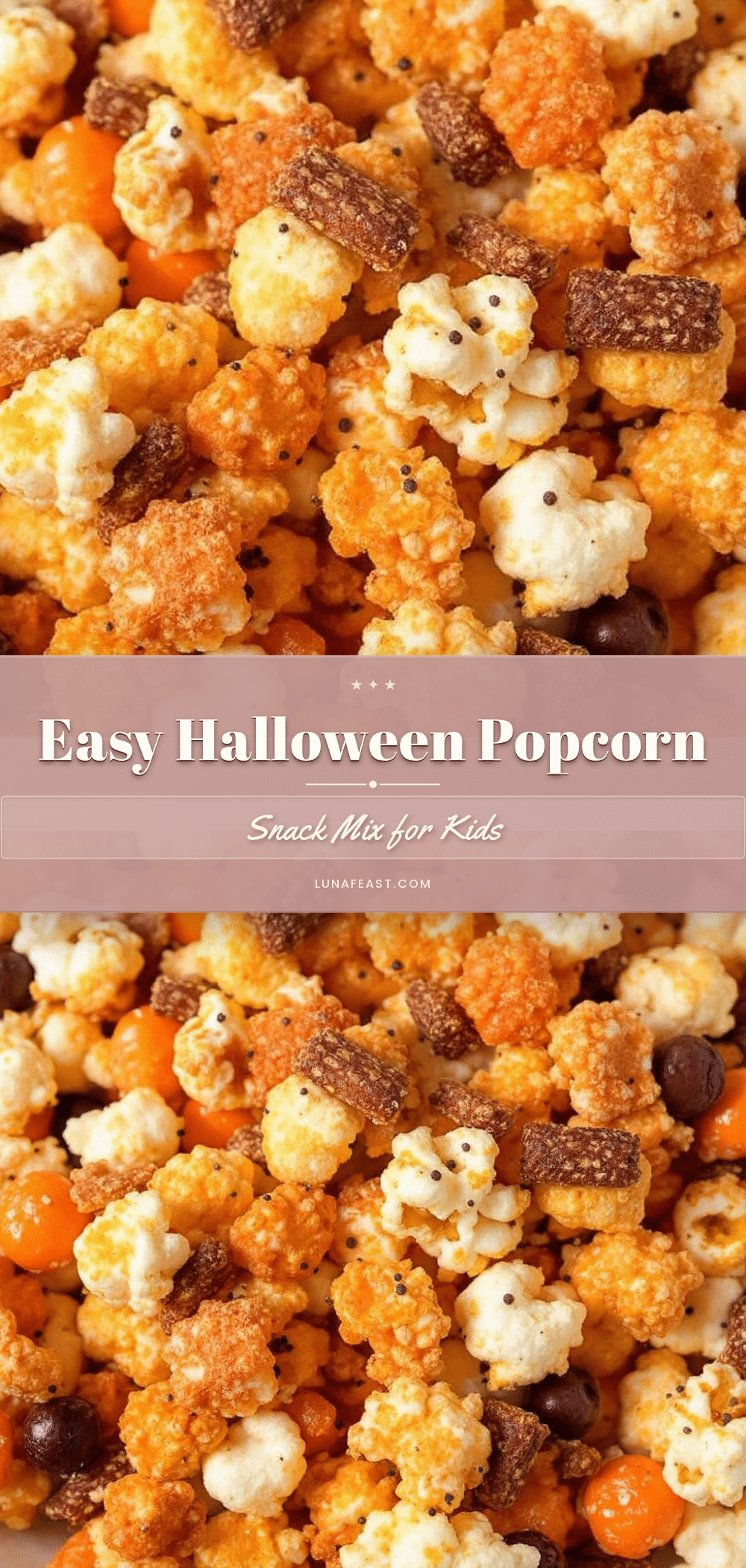 Halloween Popcorn Snack Mix recipe