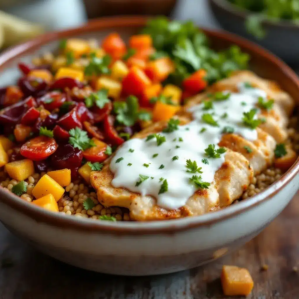 Healthy Fall Harvest Chicken Dinner Bowl preparation steps