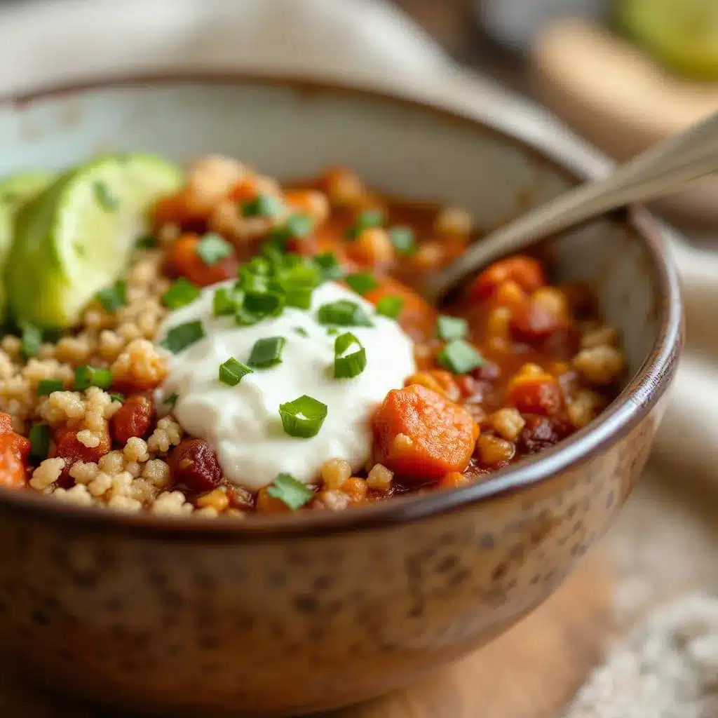 healthy high-fiber turkey chili with quinoa preparation steps