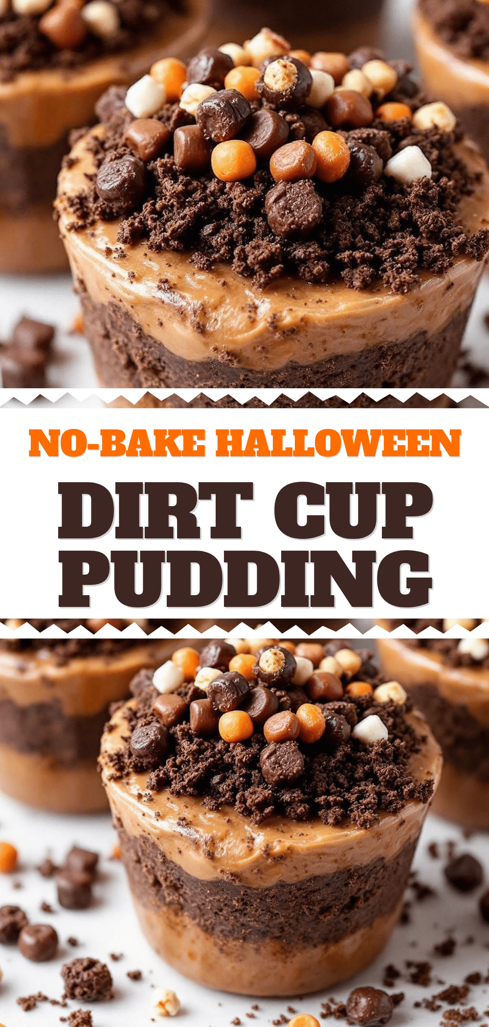no-bake halloween dirt cup pudding recipe