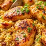 one-pan garlic butter chicken and rice - featured image