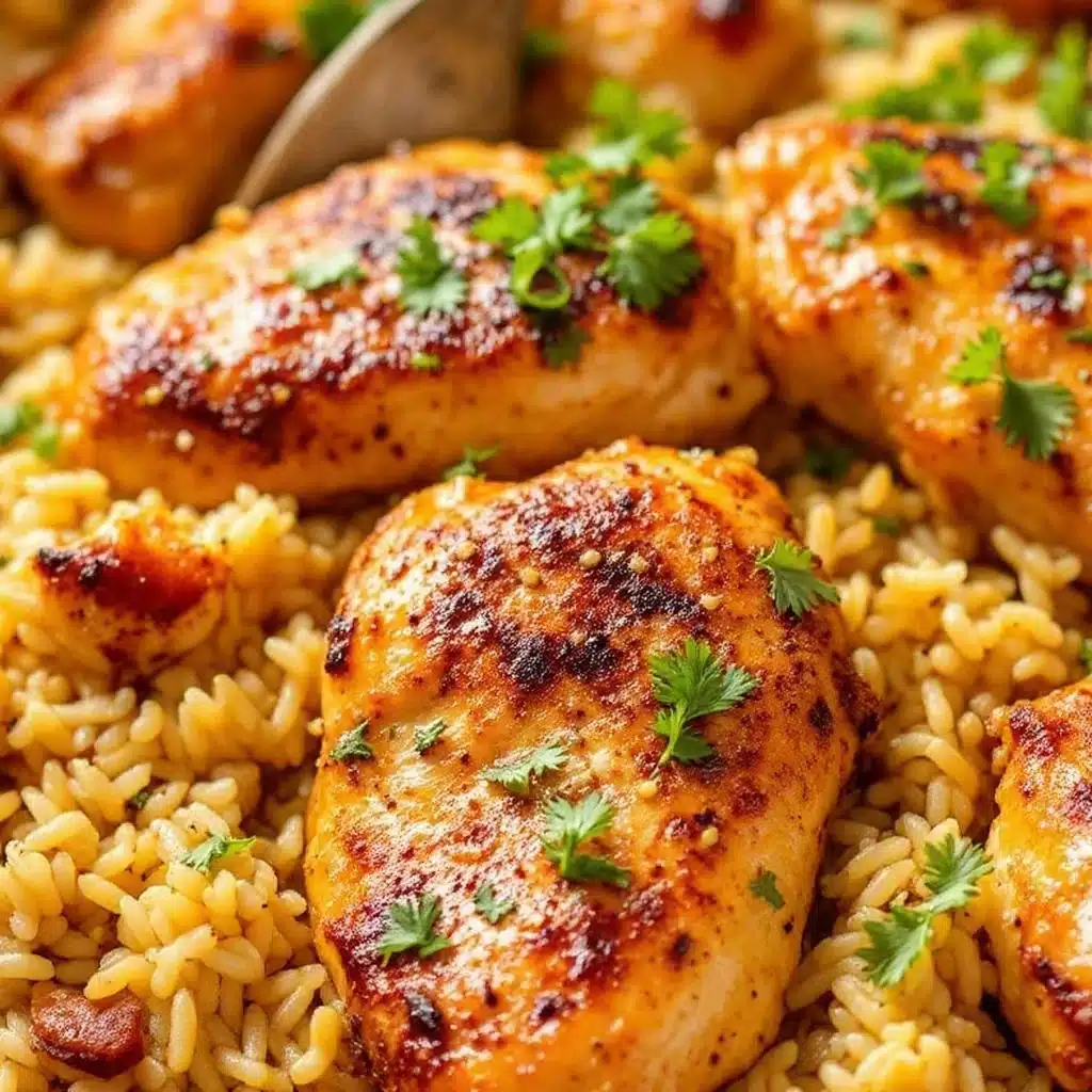 one-pan garlic butter chicken and rice - featured image
