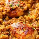 one-pan garlic butter chicken thighs - featured image