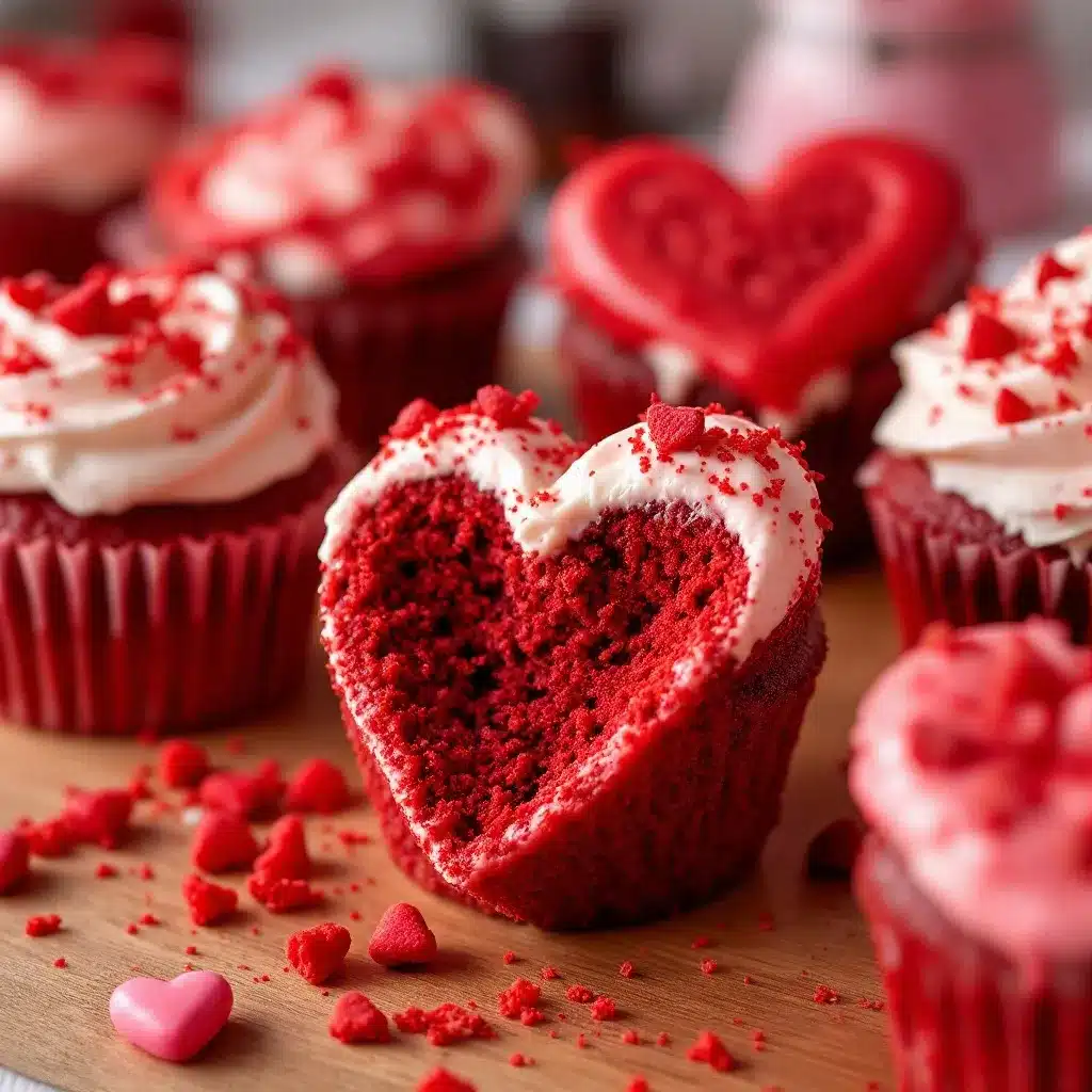 red velvet heart cupcakes preparation steps