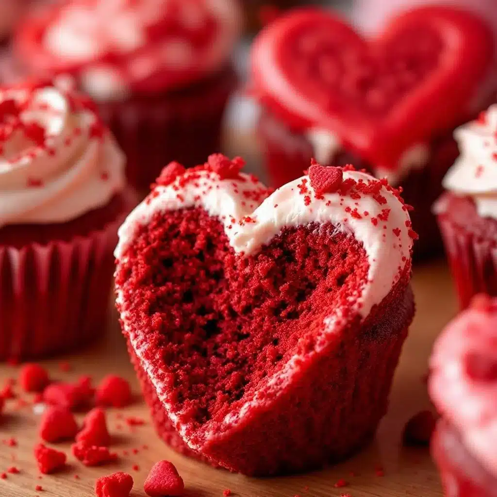 red velvet heart cupcakes - featured image