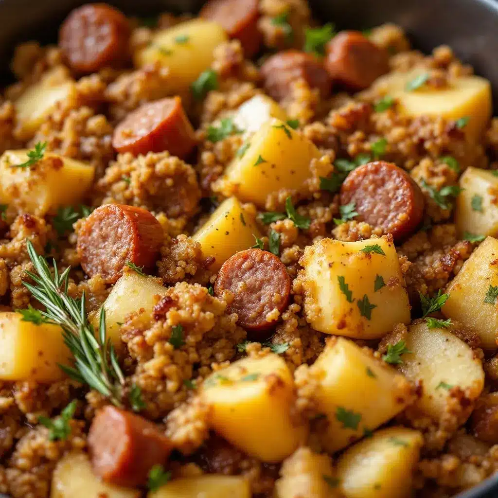 Sausage and Herb Stuffing with Apples preparation steps