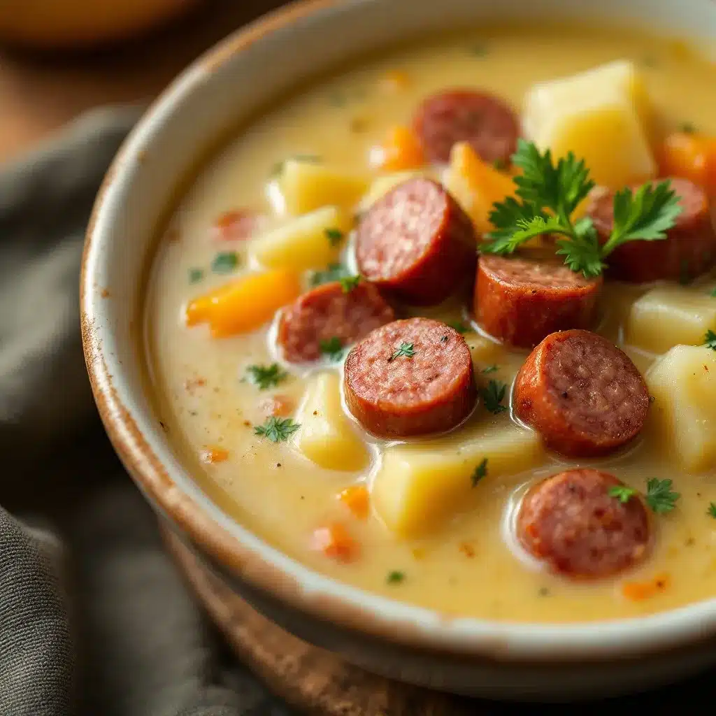 smoked sausage and potato soup preparation steps