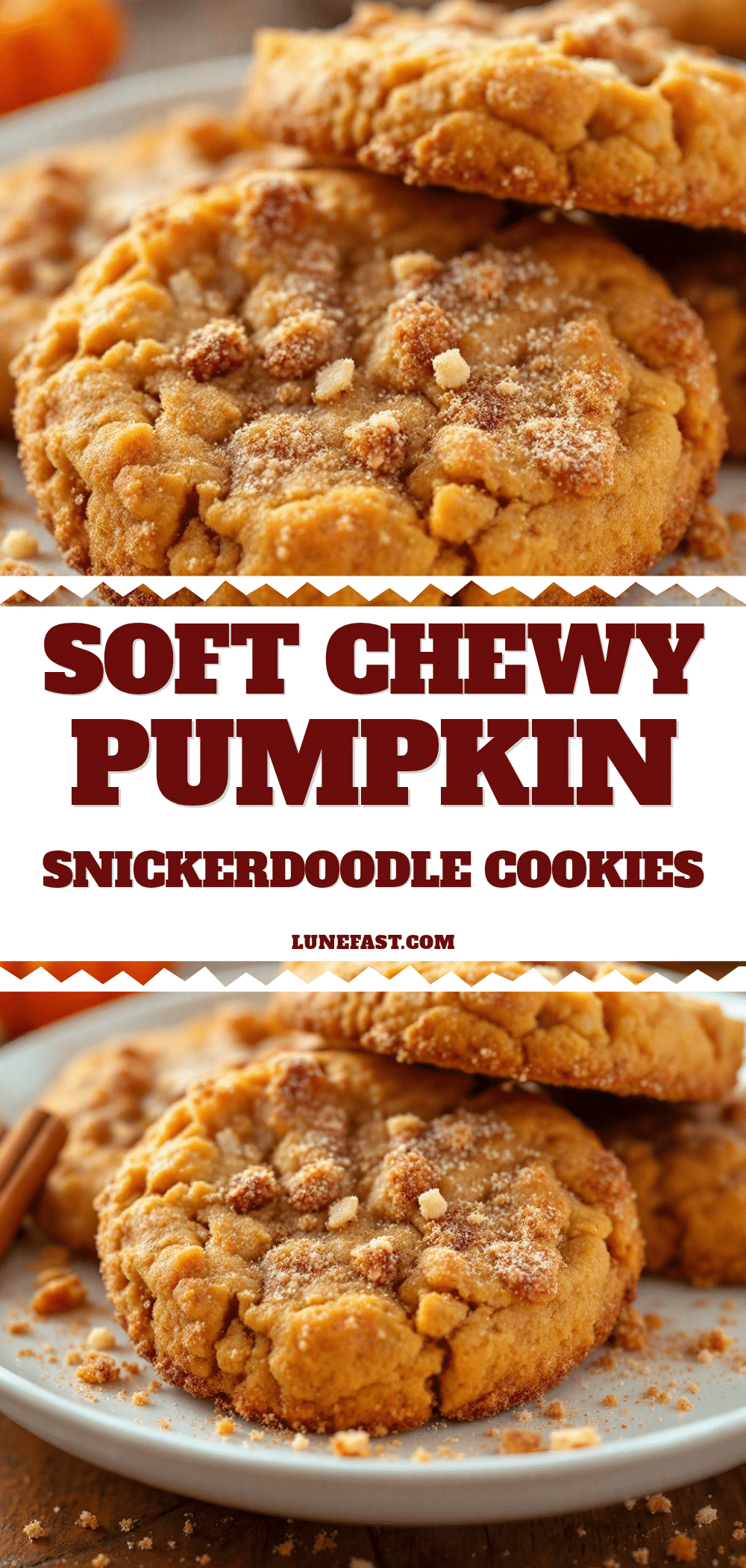 soft chewy pumpkin snickerdoodle cookies recipe