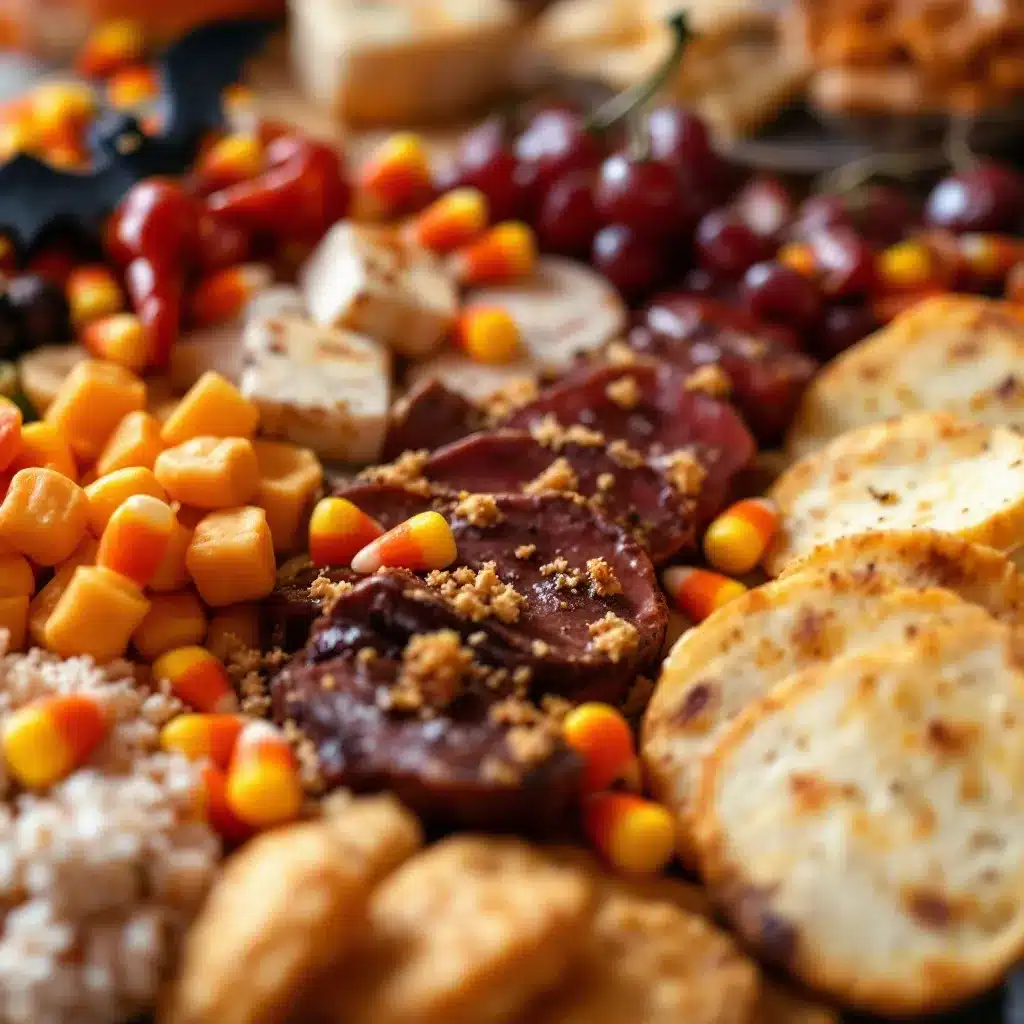 spooky sweet halloween charcuterie board preparation steps