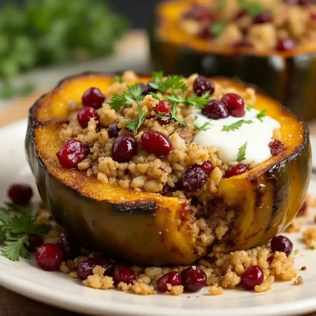 Stuffed Acorn Squash with Wild Rice preparation steps