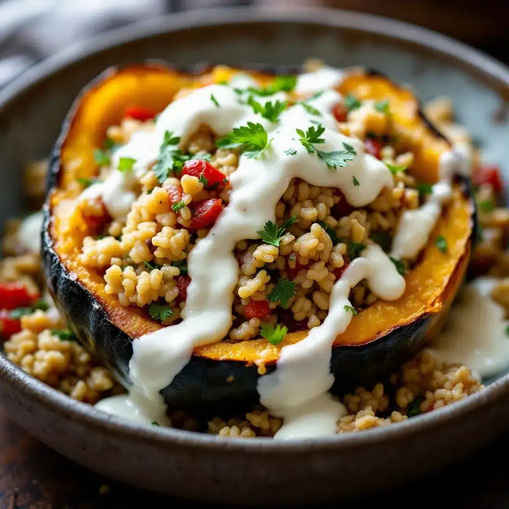 stuffed acorn squash with wild rice preparation steps