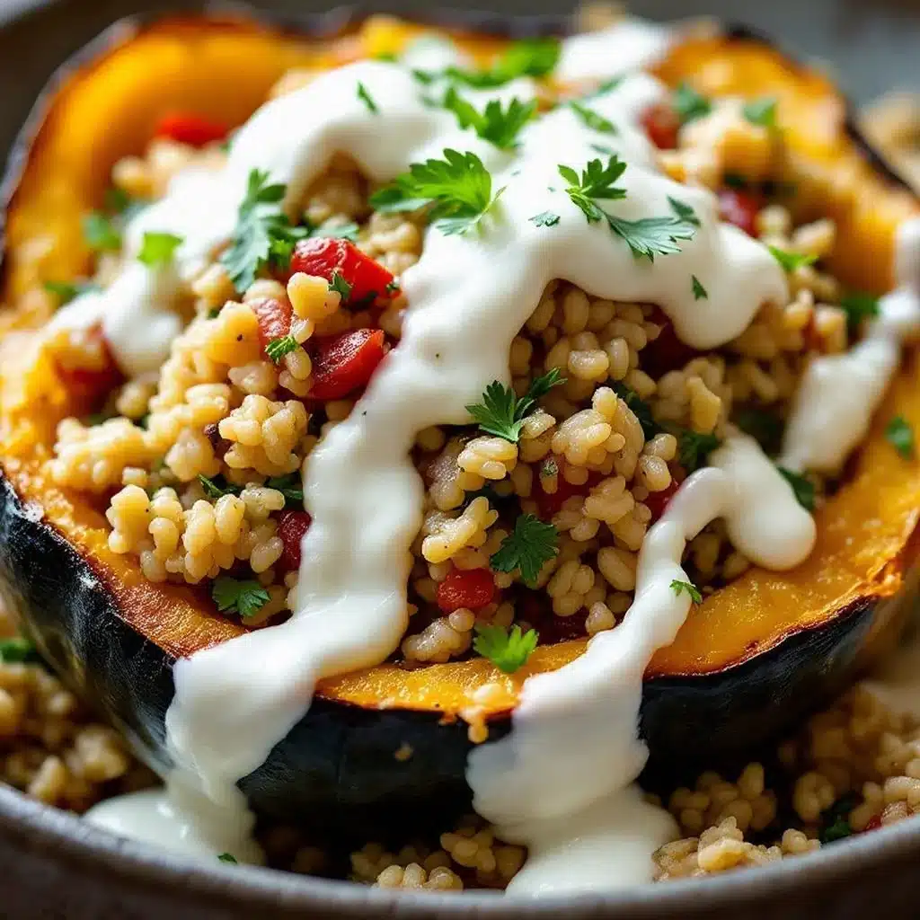 stuffed acorn squash with wild rice - featured image